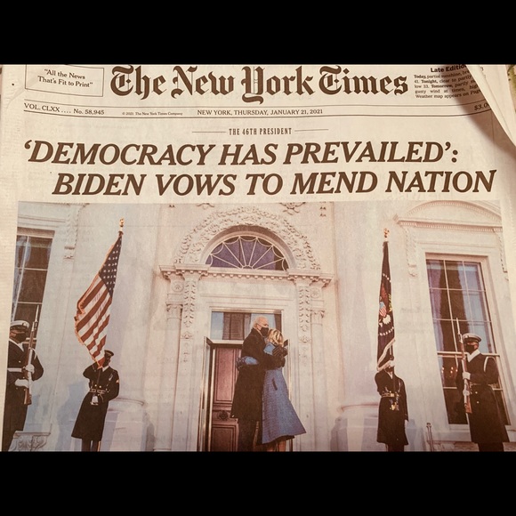 Collectible New York Times Biden Jan 21, 2021 NEW